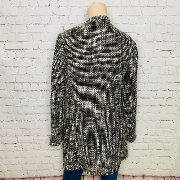 CHICOS Tweed Fringe Duster Jacket w Pockets Size M - Picture 5 of 6